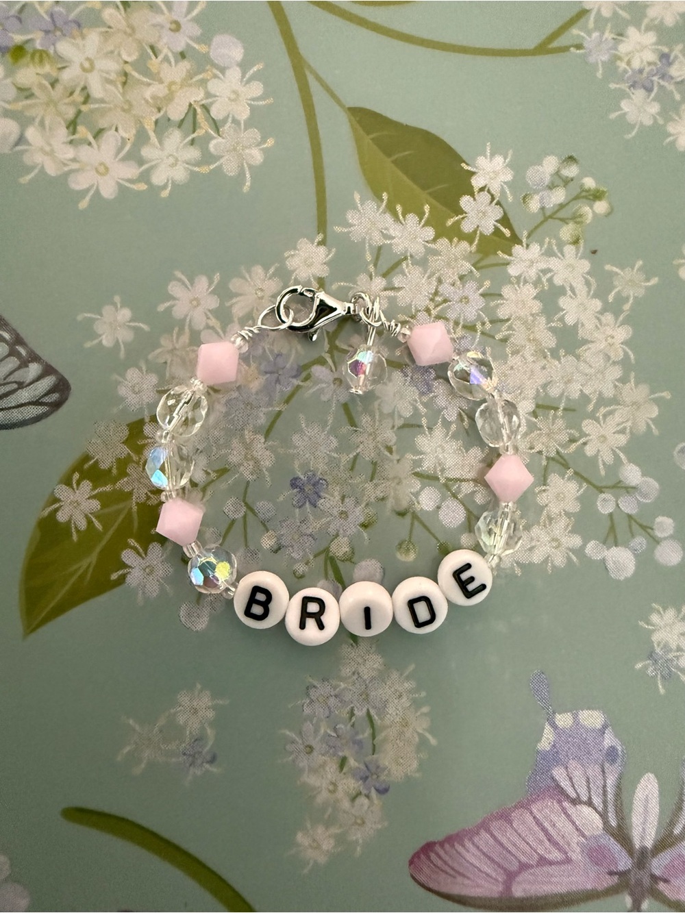 Bride Beaded Stanley charm - Pink & Clear Accent